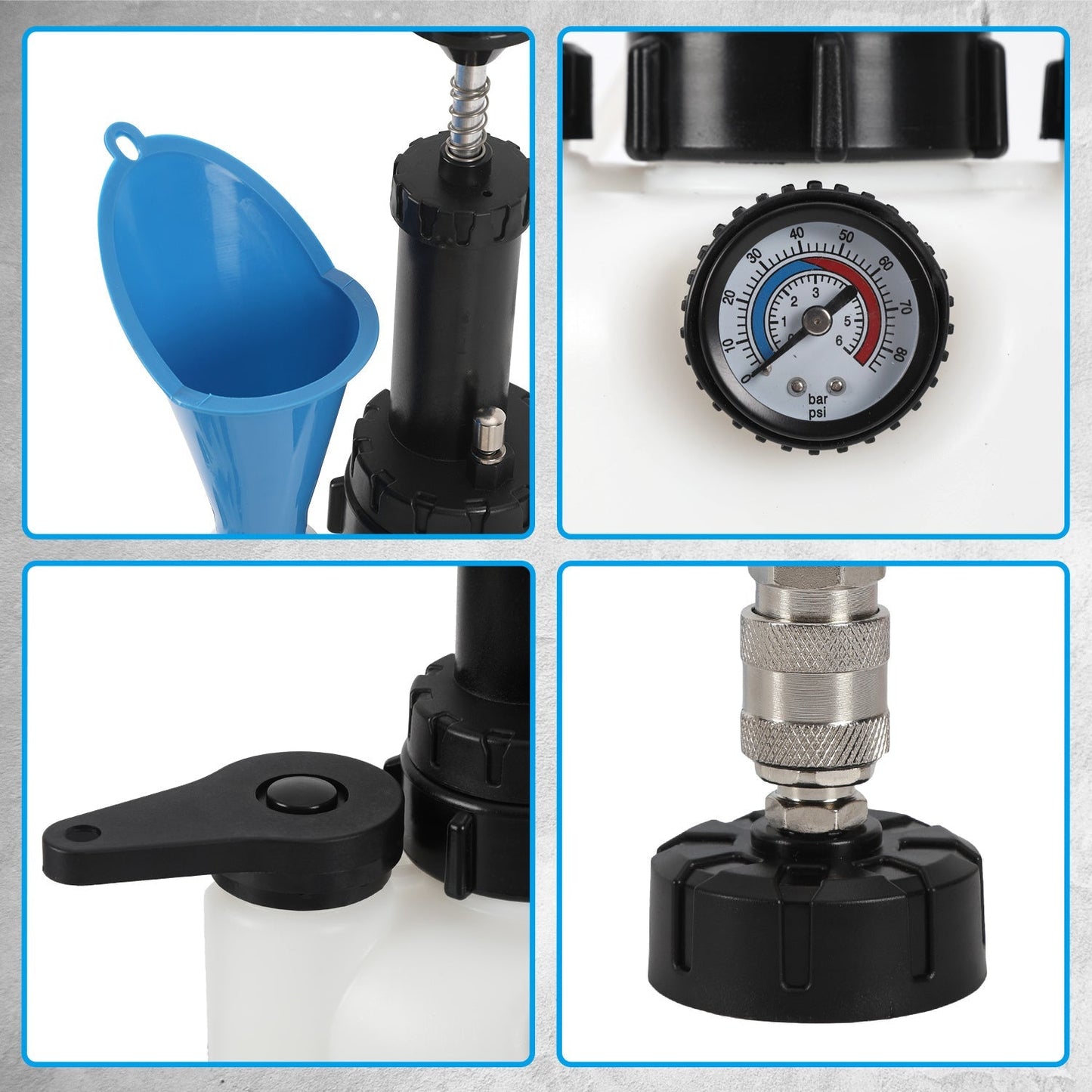 Brake Bleeding Tool with 3L Fluid Capacity and 1L Suction Container