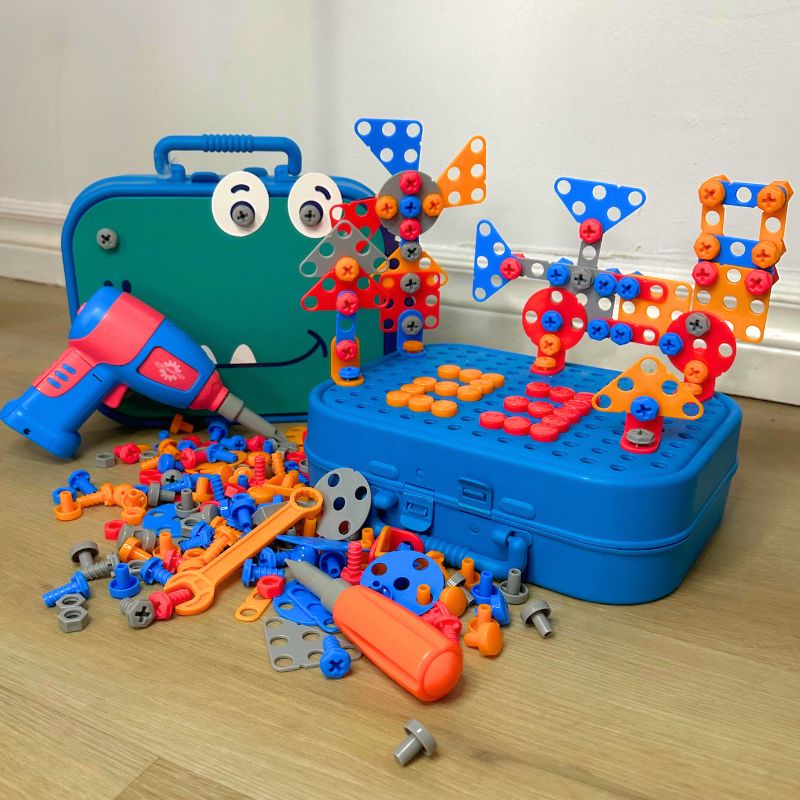 Creative Building Set with Toy Drill – Kids' Portable Construction Case
