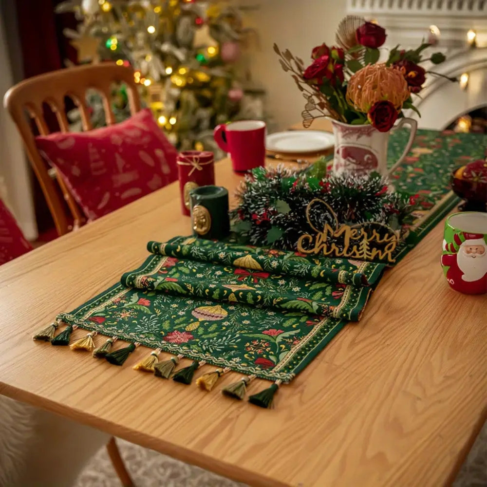 Festive Flora Table Runner for Holiday Gatherings