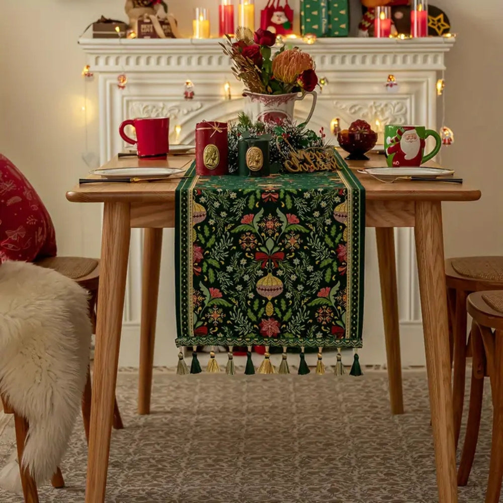 Festive Flora Table Runner for Holiday Gatherings