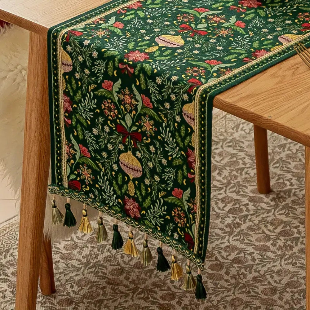Festive Flora Table Runner for Holiday Gatherings