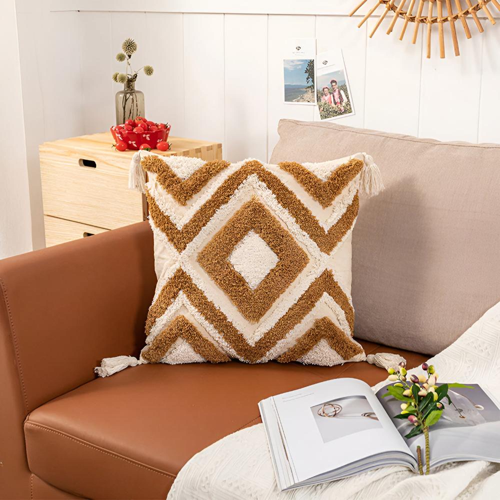 Moroccan Elegance: Textured Cotton Cushion Cover