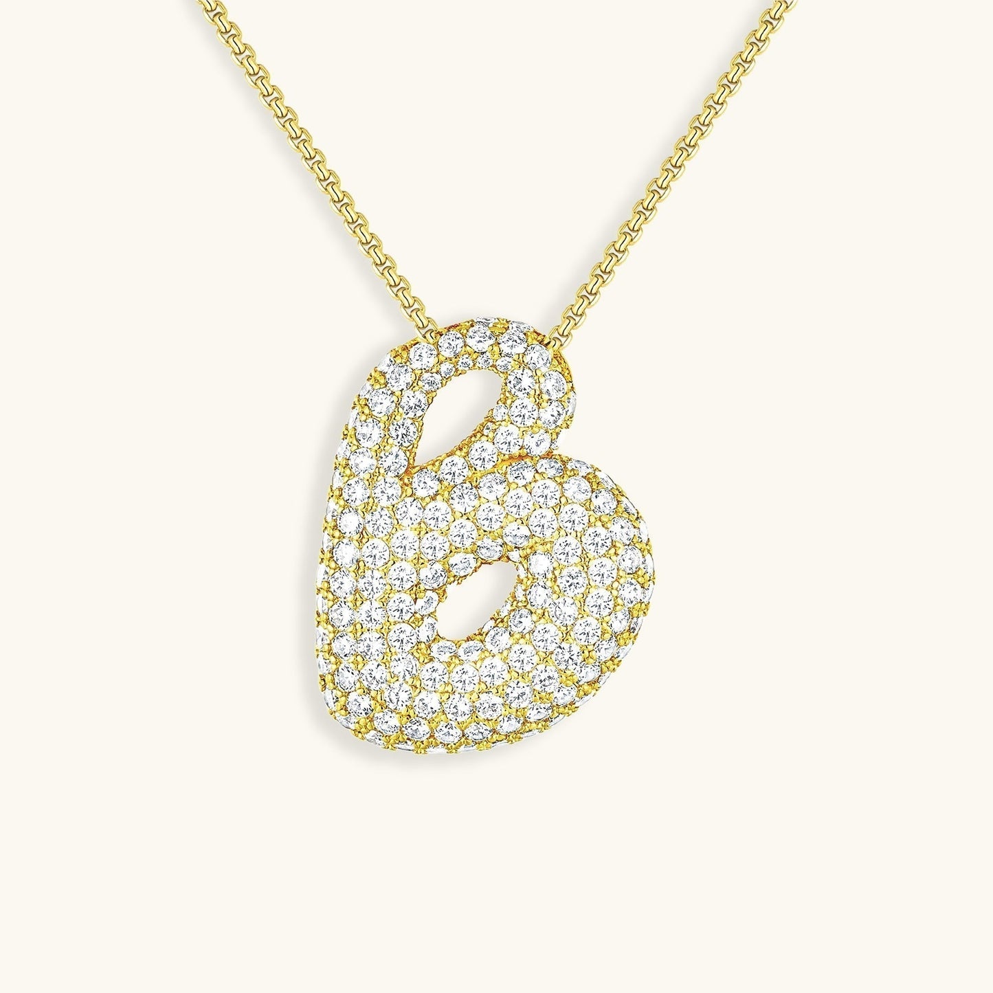 Initial Pendant Necklace with Bubble Diamond Design