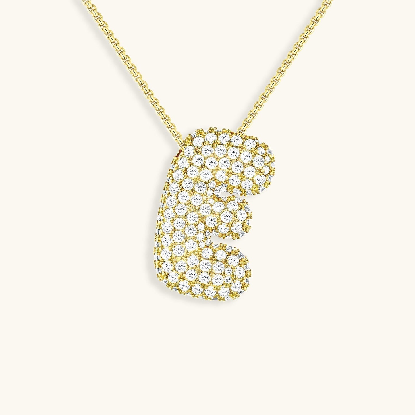 Initial Pendant Necklace with Bubble Diamond Design