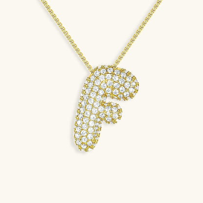 Initial Pendant Necklace with Bubble Diamond Design