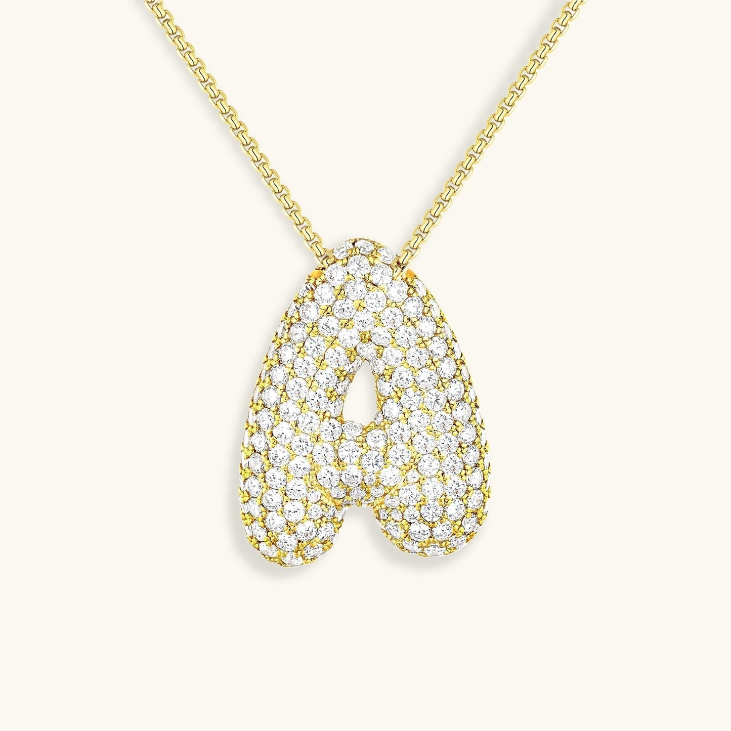 Initial Pendant Necklace with Bubble Diamond Design