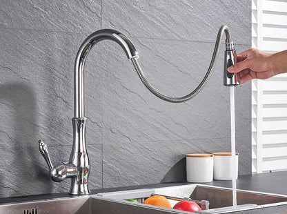 360° Swivel Stainless Steel Kitchen Faucet – Pull-Out Design