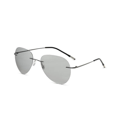 Polarized Rimless Sunglasses in Aviation Style