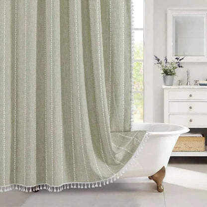 Bohemian Waterproof Shower Curtain with Tassels