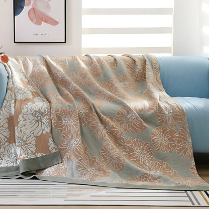 Serene Floral Cotton Throw Blanket for Year-Round Comfort