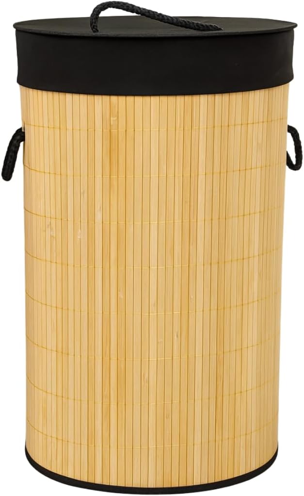 Stylish 60L Bamboo Laundry Basket with Lid | Foldable Design with Handles