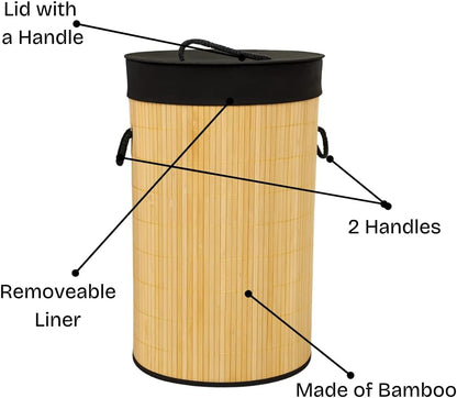 Stylish 60L Bamboo Laundry Basket with Lid | Foldable Design with Handles