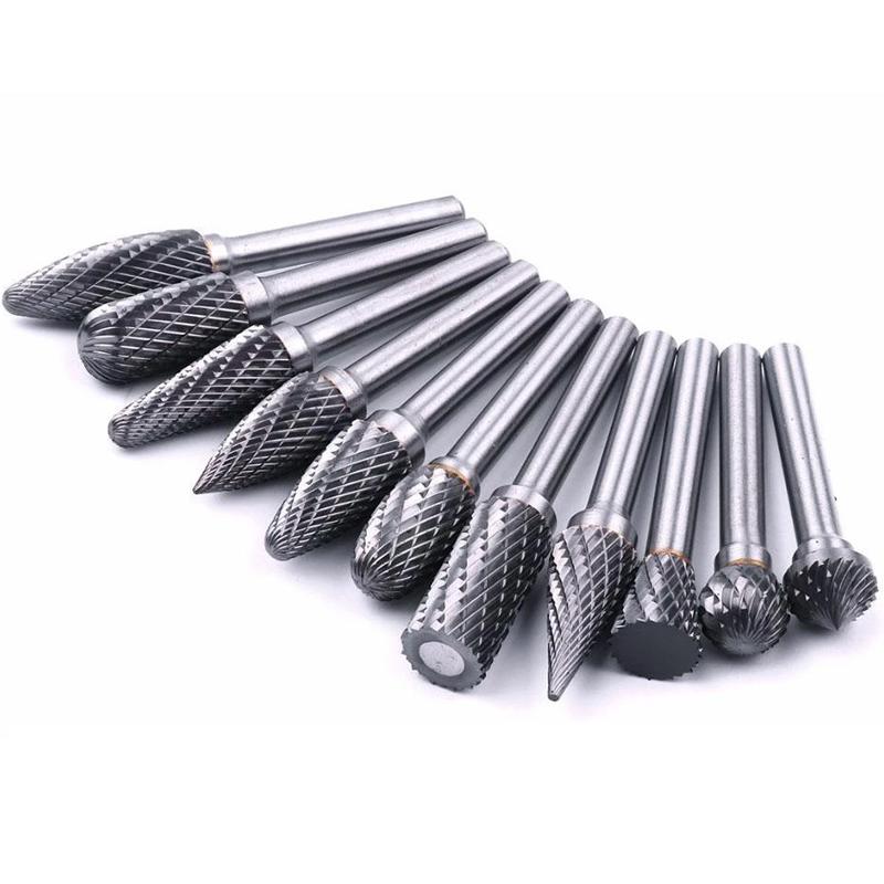 10-Piece Tungsten Steel Grinding Head Set - 10 in 1