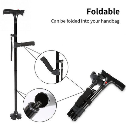 Compact Telescopic Walking Cane with Safety Alert