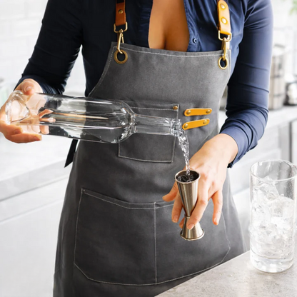 Durable Canvas Work Apron with Crossback Design and Tool Pockets