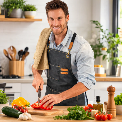 Durable Canvas Work Apron with Crossback Design and Tool Pockets