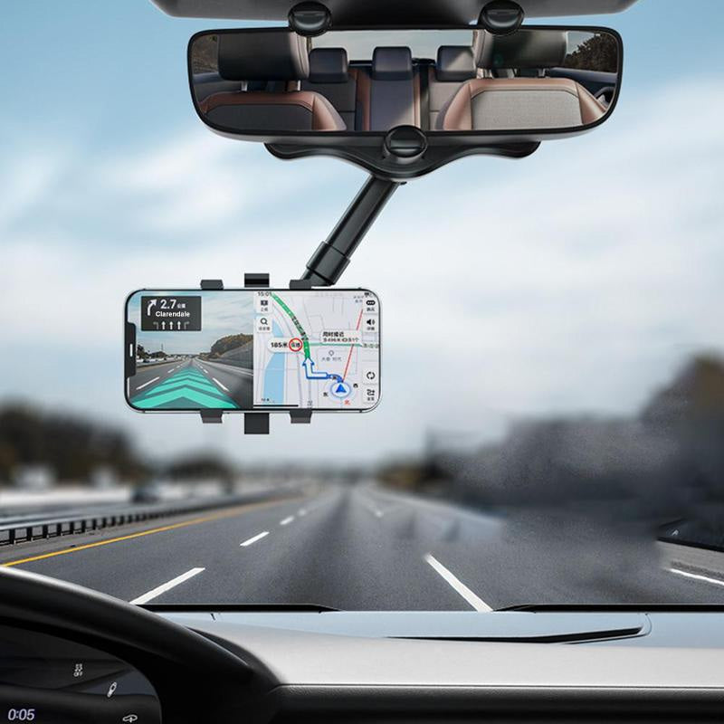 Adjustable Car Mirror Smartphone Mount | Fits Devices Up to 6.5 Inches | Conveniently Collapsible Design