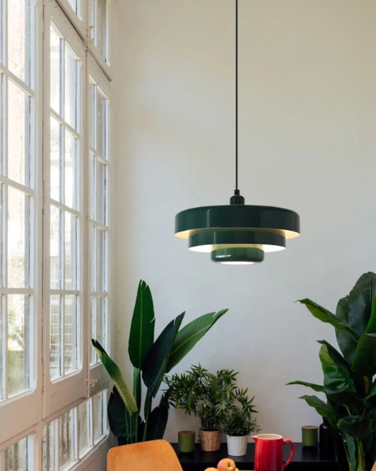 Modern Statement Pendant Light in Retro Orange Design