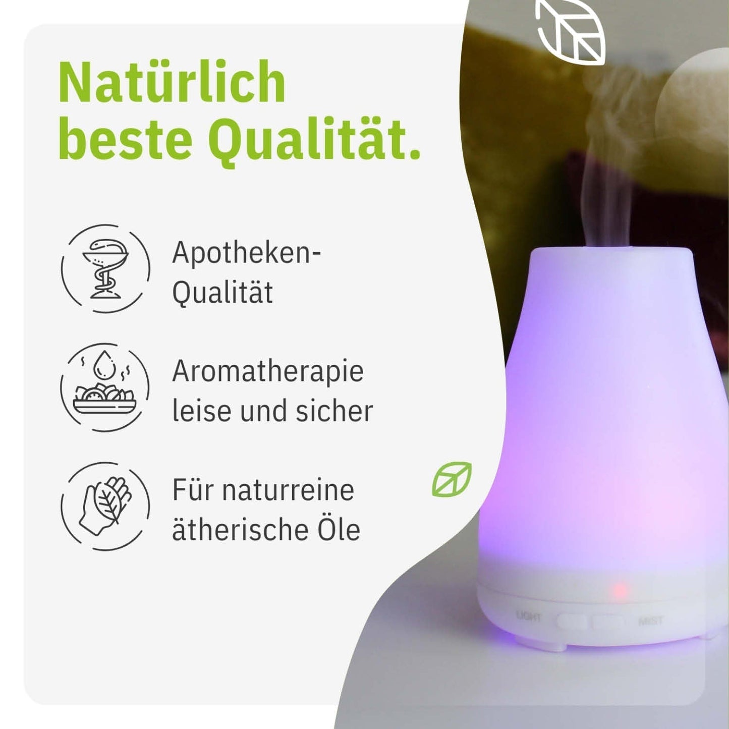 Compact Ultrasonic Aroma Diffuser with LED Night Light