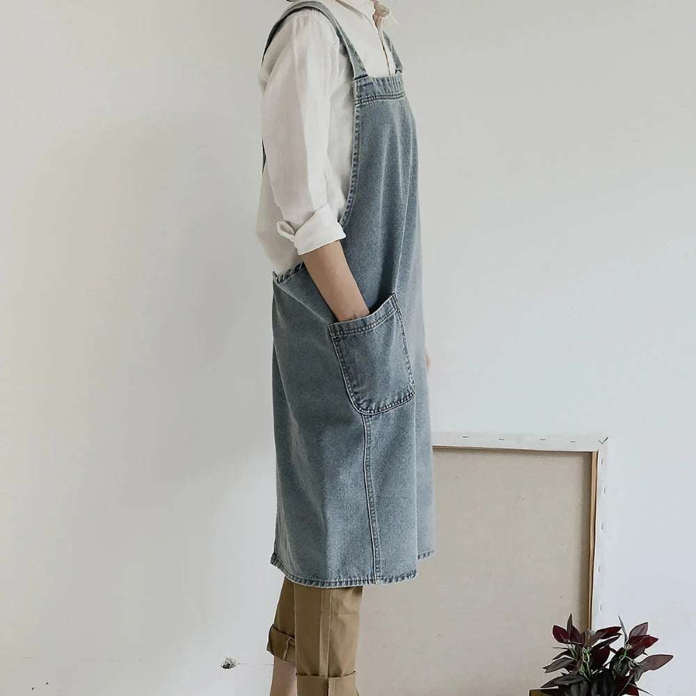 Stylish Everyday Denim Apron with Convenient Pockets
