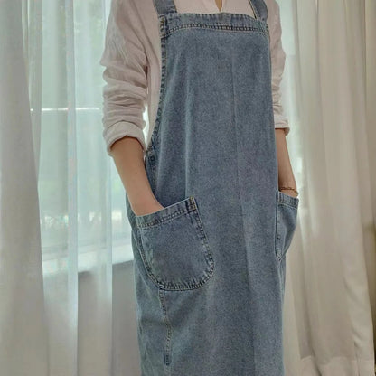 Stylish Everyday Denim Apron with Convenient Pockets