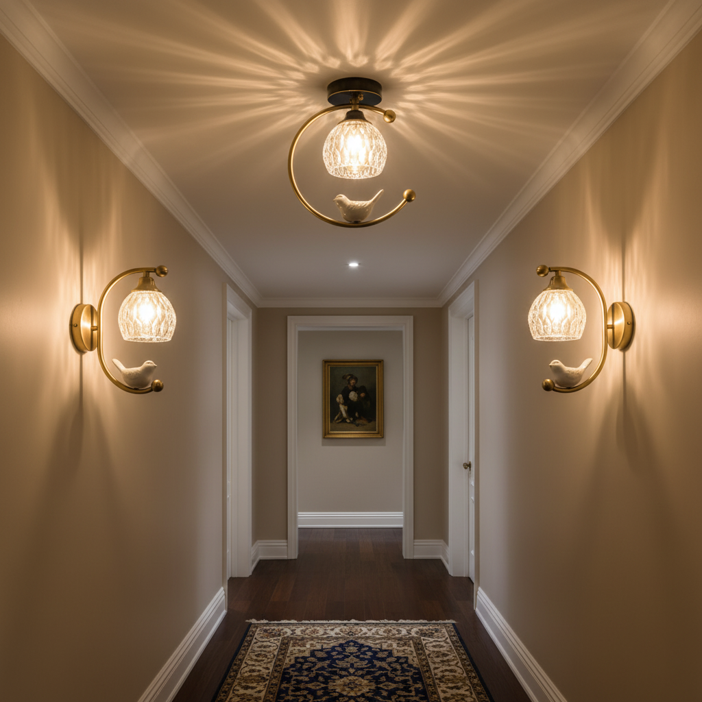 Ceiling Light Fixture with Bird Design