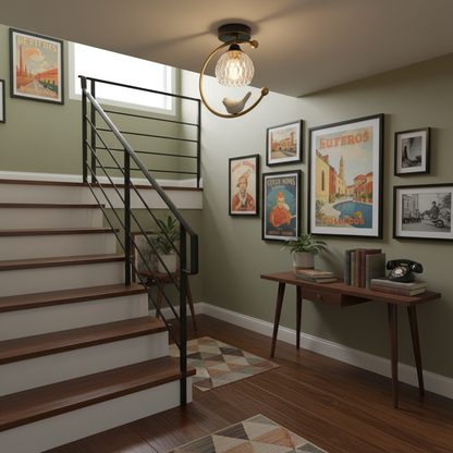 Ceiling Light Fixture with Bird Design