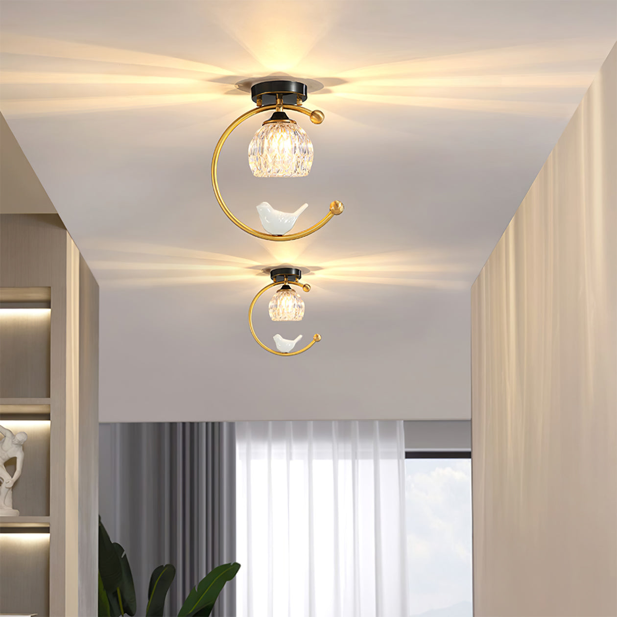 Ceiling Light Fixture with Bird Design