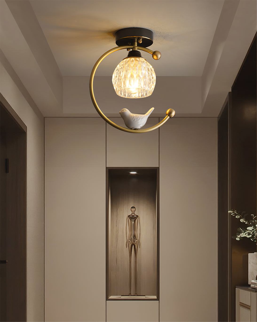 Ceiling Light Fixture with Bird Design