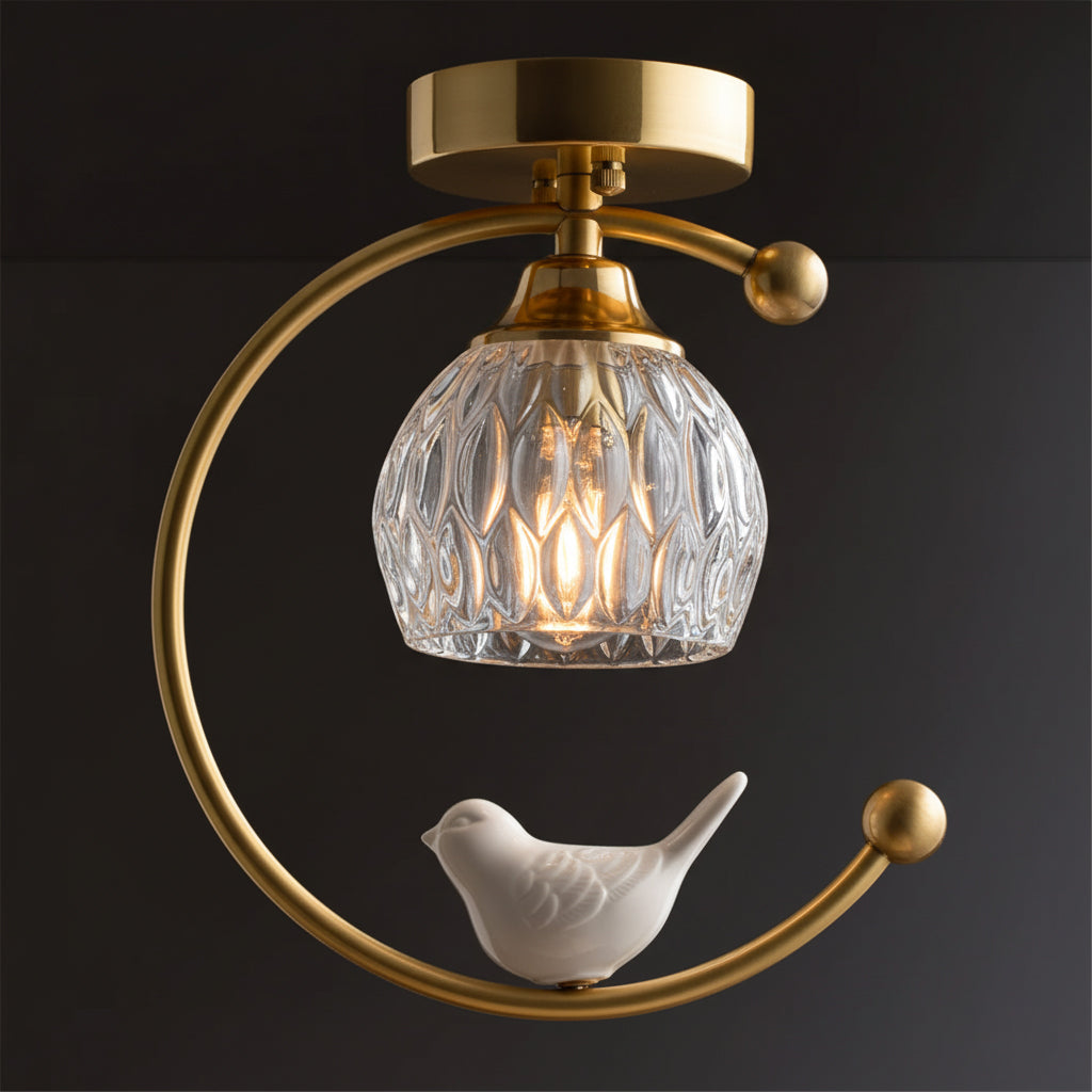 Ceiling Light Fixture with Bird Design