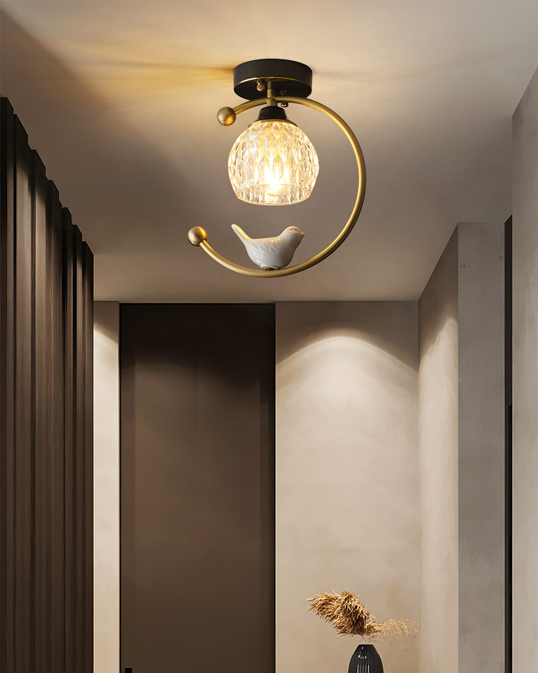 Ceiling Light Fixture with Bird Design