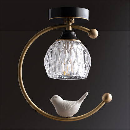 Ceiling Light Fixture with Bird Design
