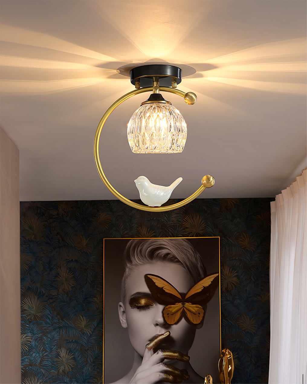 Ceiling Light Fixture with Bird Design