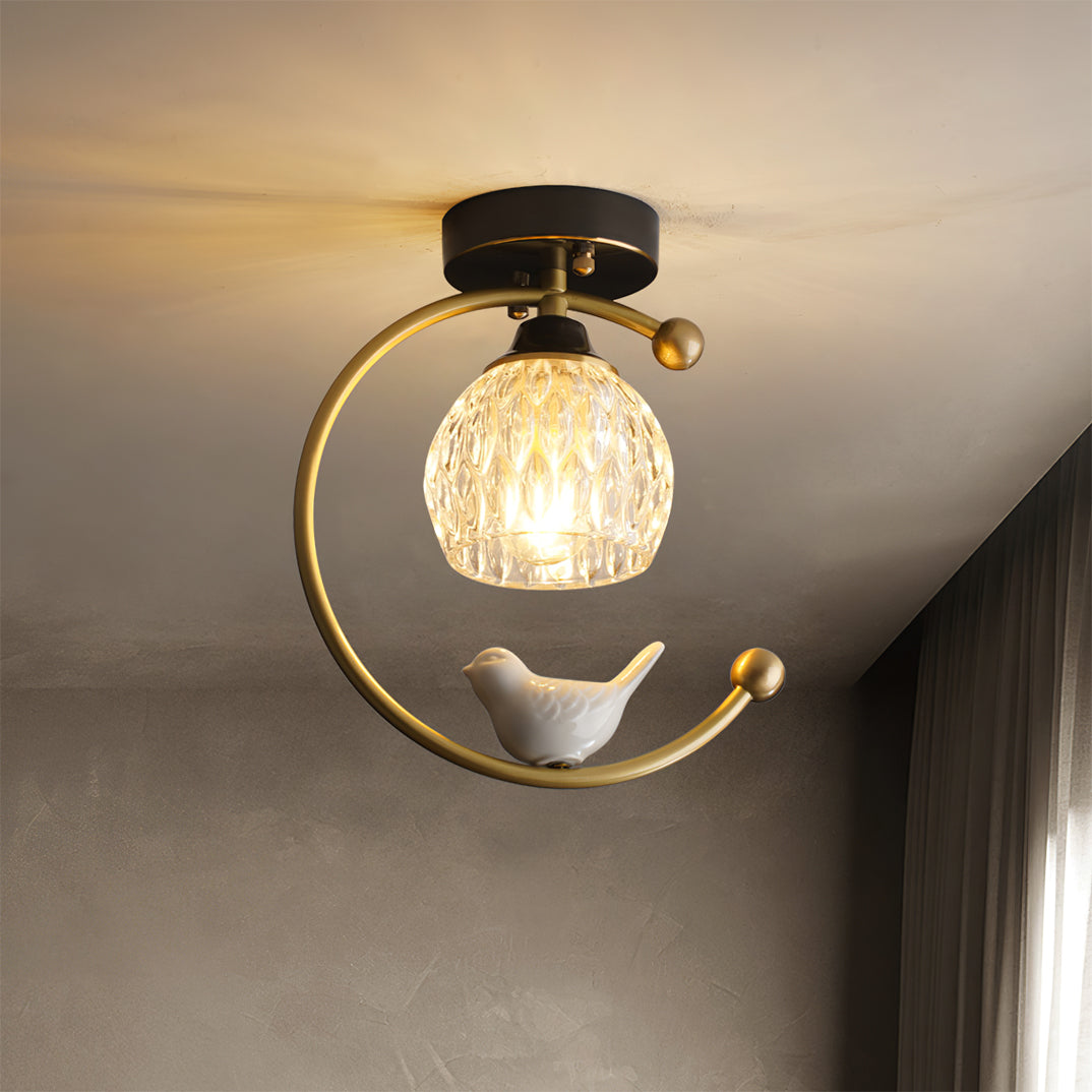 Ceiling Light Fixture with Bird Design