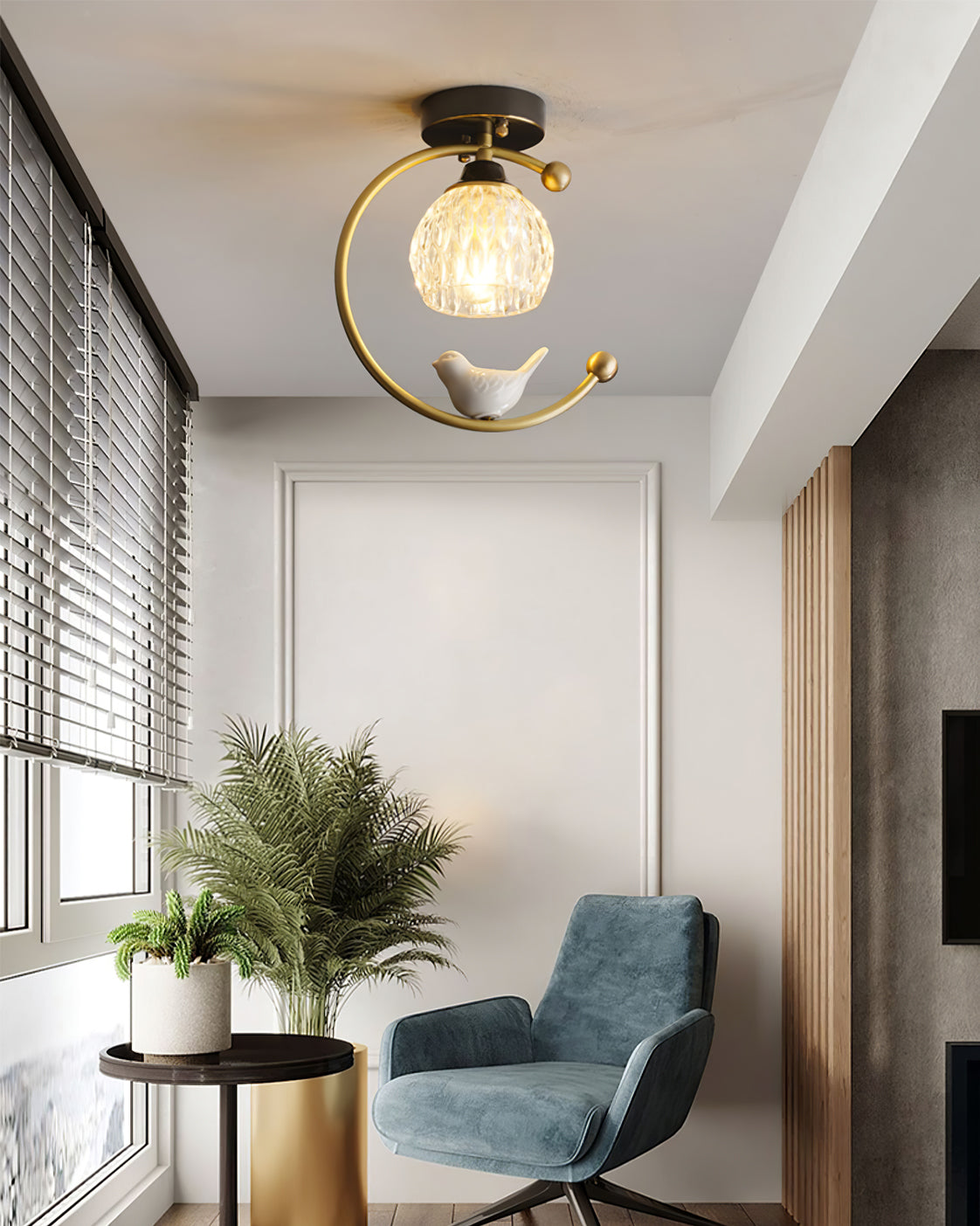 Ceiling Light Fixture with Bird Design