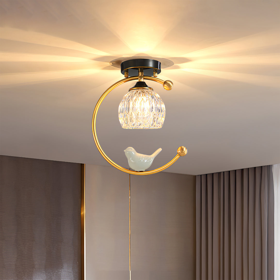 Ceiling Light Fixture with Bird Design