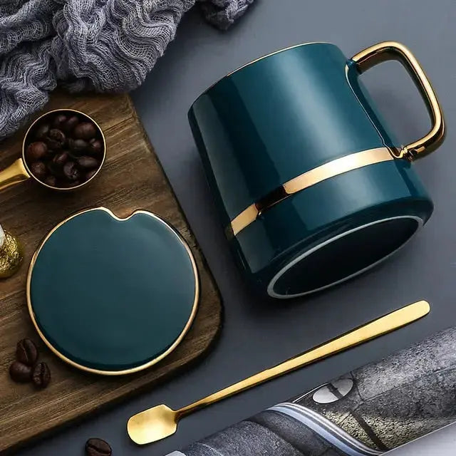Stylish Ceramic Mug in Gold Finish