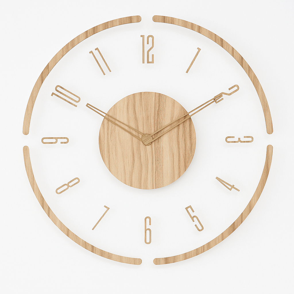 Minimalist Silent Design Wooden Wall Clock in Scandinavian Style
