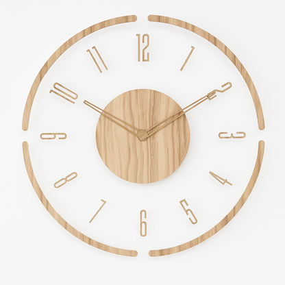 Minimalist Silent Design Wooden Wall Clock in Scandinavian Style