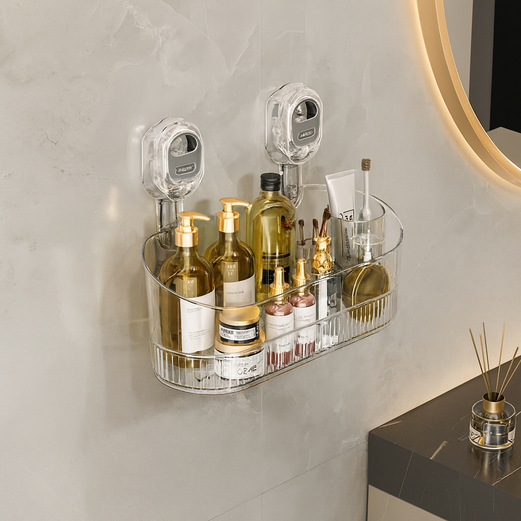 Versatile Self-Adhesive Wall Shelf for Bathroom Organization
