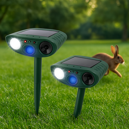Ultrasonic Rabbit Repellent with Eco-Friendly LED Lighting