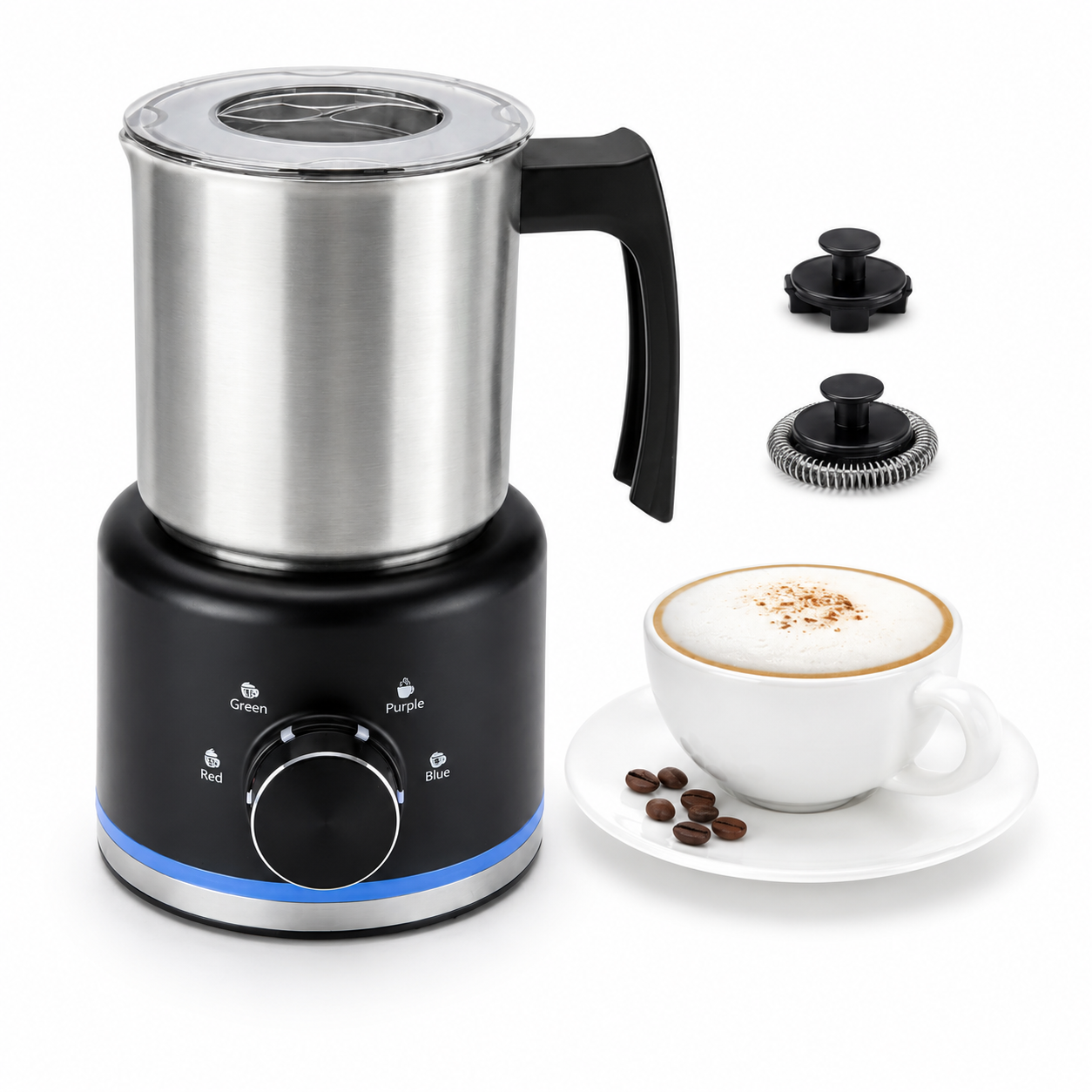 Versatile Electric Milk Frother | 4-in-1 500ml Stainless Steel