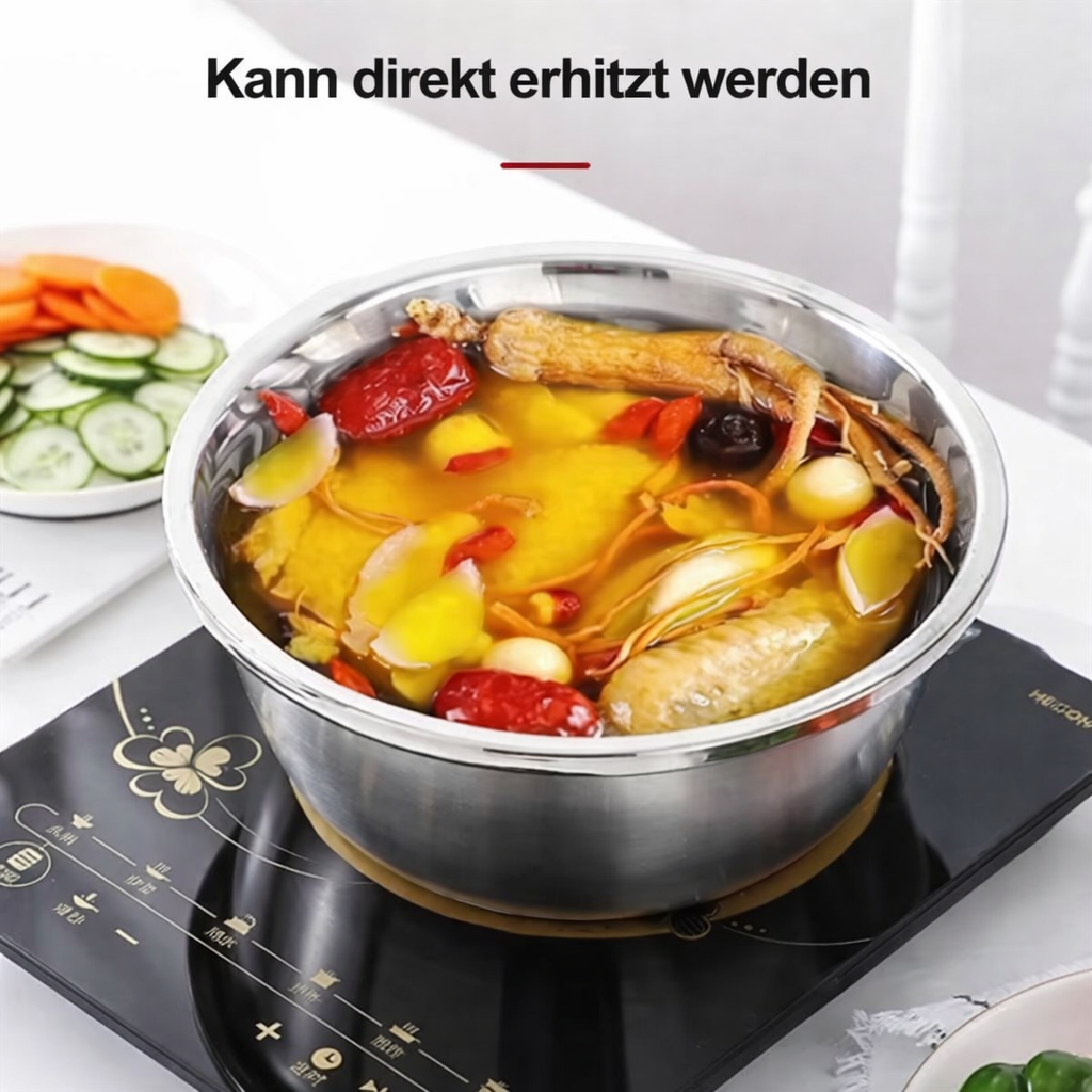 Stainless Steel Mixing Bowl Set with Grater and Sieve - 3 Pieces