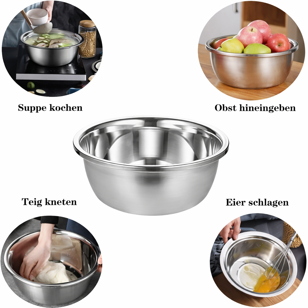 Stainless Steel Mixing Bowl Set with Grater and Sieve - 3 Pieces