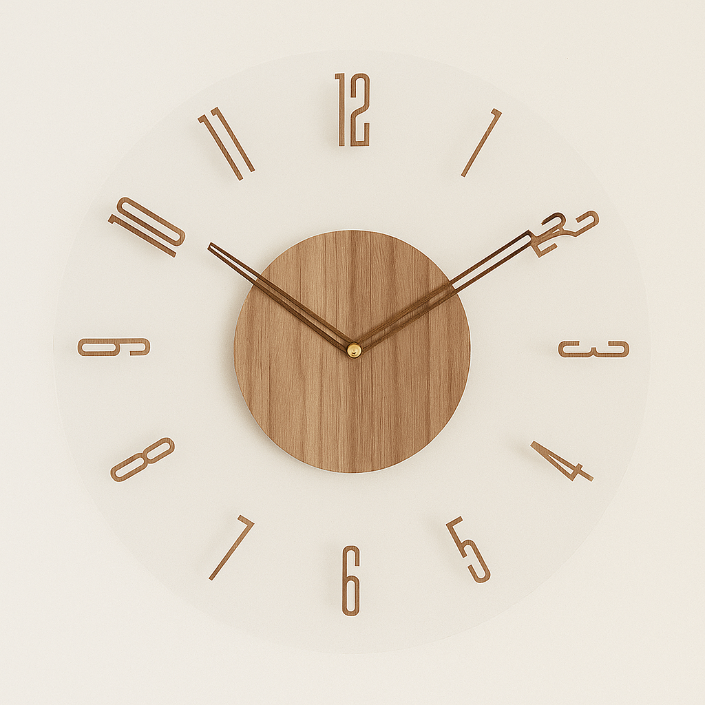 Minimalist Silent Design Wooden Wall Clock in Scandinavian Style