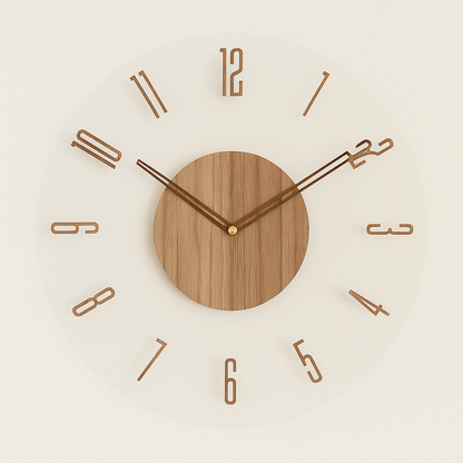 Minimalist Silent Design Wooden Wall Clock in Scandinavian Style