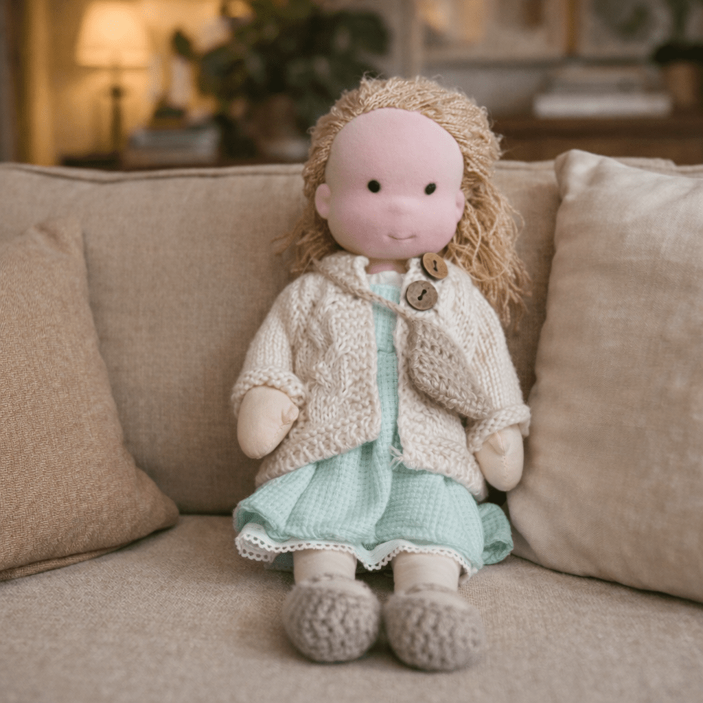 Handmade Waldorf Doll Made of Cotton for Creative Play