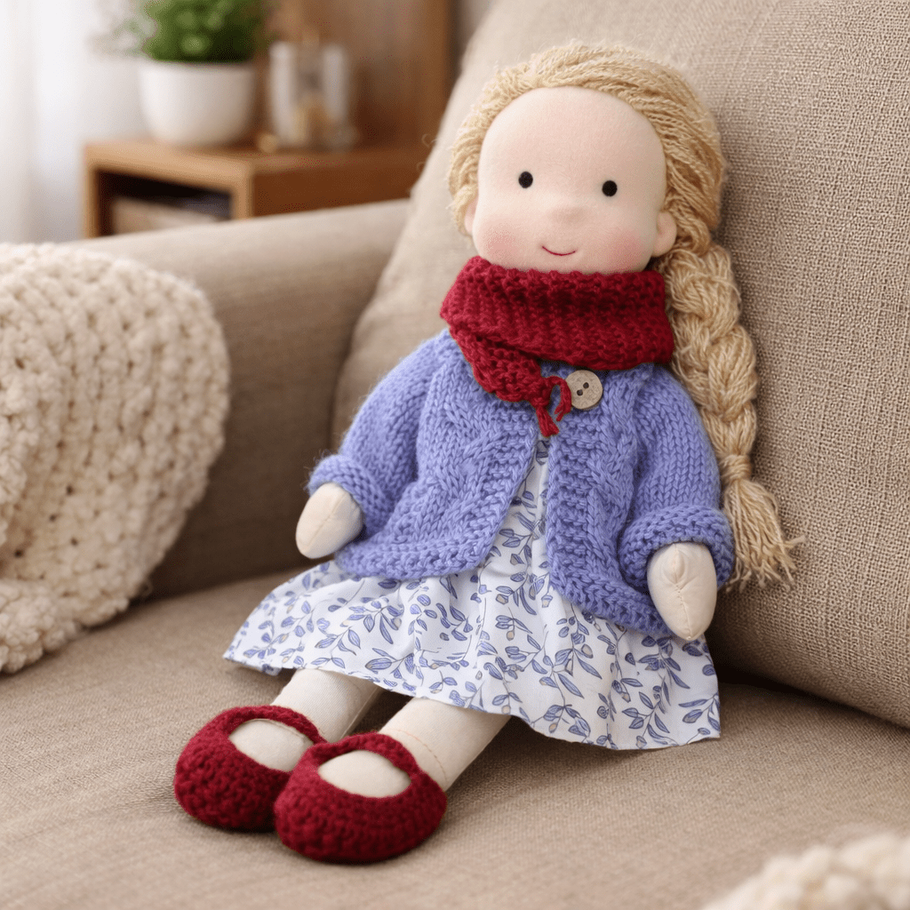 Handmade Waldorf Doll Made of Cotton for Creative Play