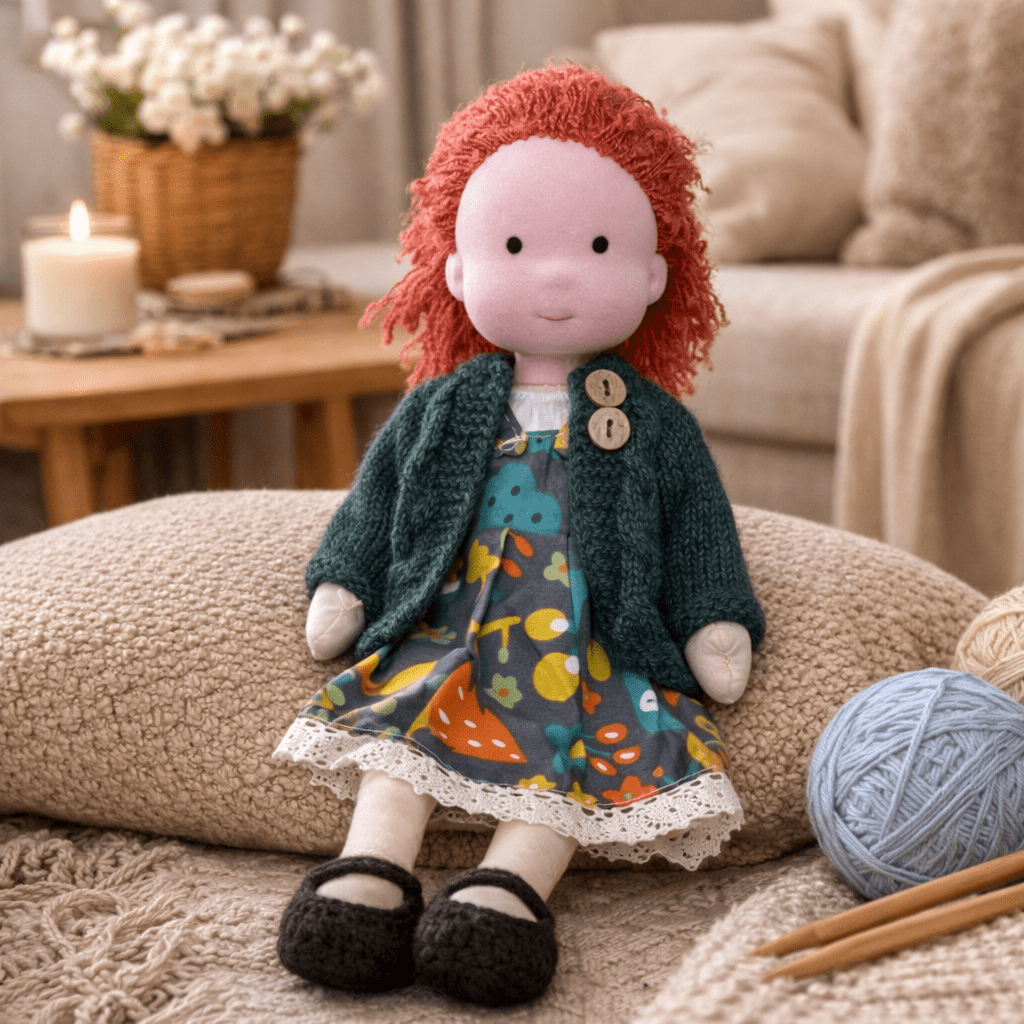 Handmade Waldorf Doll Made of Cotton for Creative Play