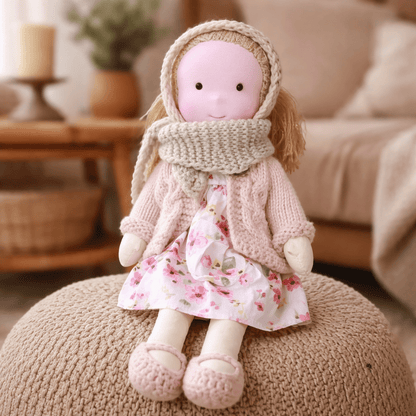 Handmade Waldorf Doll Made of Cotton for Creative Play